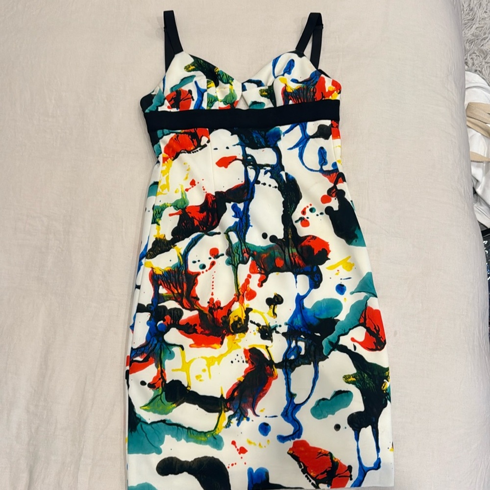 MILLY neoprene spray paint dress